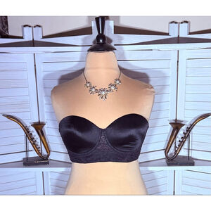 Playtex Secrets bra black padded strapless underwire support lace aplique 40C